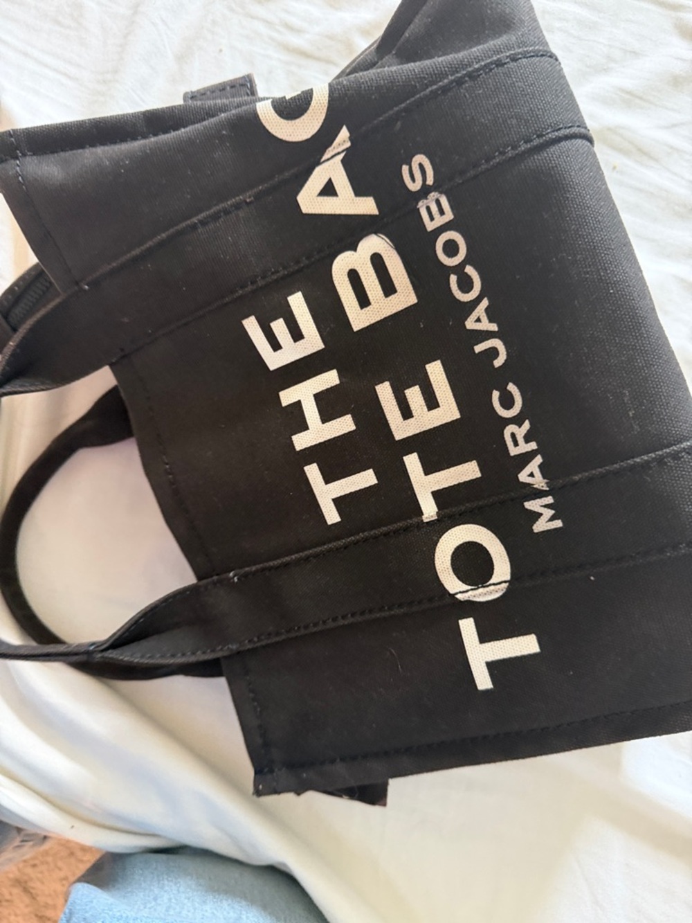 Marc Jacobs Black Canvas Tote Bag with Logo Strap - Picture 11 of 12